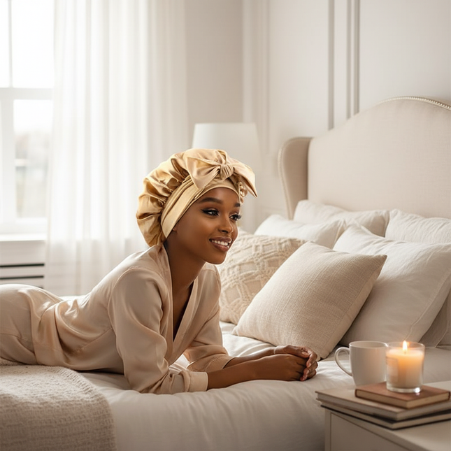 New Satin Sleeping Cap for Women Solid Wide Band Stretch Head Tie Silky Bonnet Edge Wrap Nightcap Hair Care Shower Head Cover - gallery 2