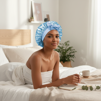 Satin Bonnet Silk Bonnet Adjustable Bonne For Sleeping Hair Bonnet With Tie Band Bonnets For Women Men - gallery 2