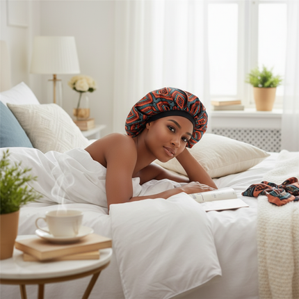 New Women's Extra Large Hair Cap For Sleeping African Printed Satin Cap Elastic Night Turban Artificial Silk Chemo Bonnet - gallery 2
