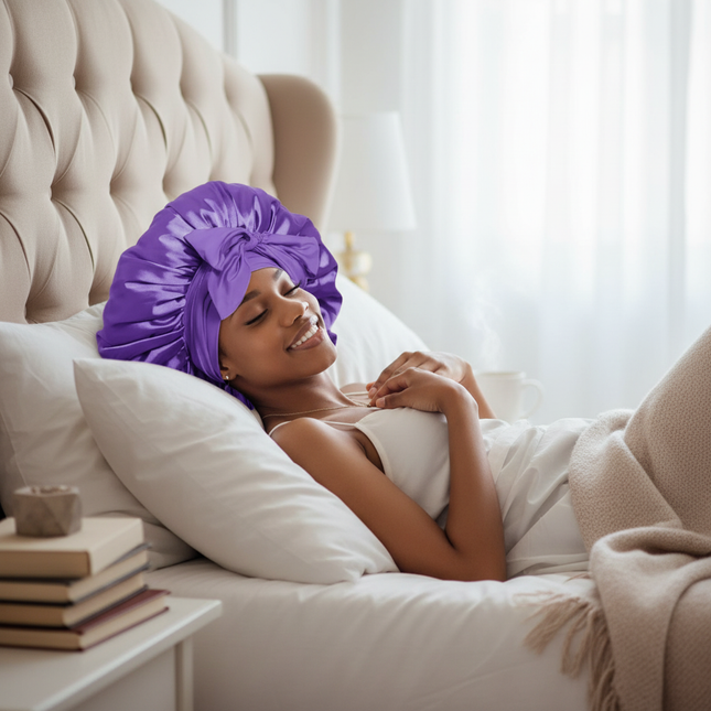 Satin Bonnet Bonnet Adjustable Bonne For Sleeping Hair Bonnet With Tie Band Bonnets For Women Men - gallery 2
