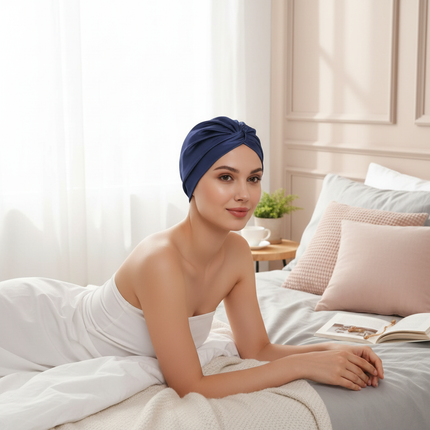 100% Mulberry Silk Bonnet Silk Sleeping Cap Double-Sided Real Silk For Hair Skin  Turban - gallery 2