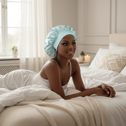 1PC Satin Sleeping Hat Night Sleep Hair Care Bonnet Nightcap Extra Satin Silky Shower Caps Sleep Cap with Premium Elastic Band - gallery 2