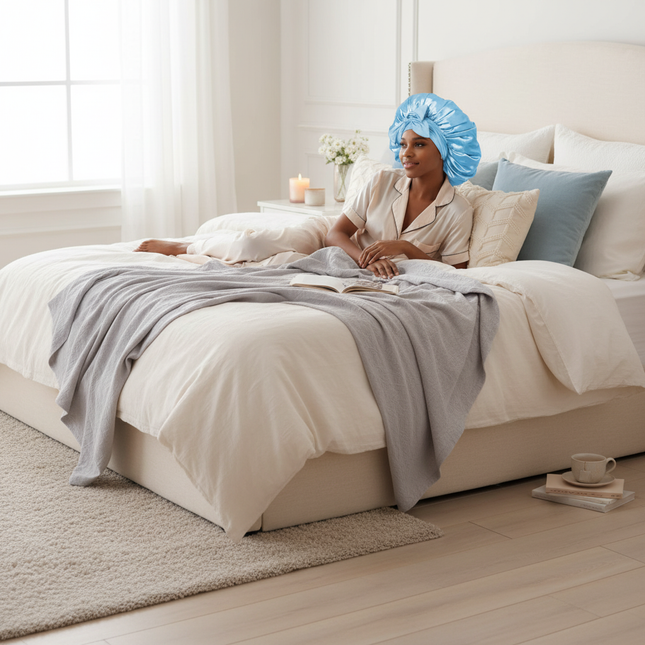 Satin Bonnet Bonnet Adjustable Bonne For Sleeping Hair Bonnet With Tie Band Bonnets For Women Men - gallery 2