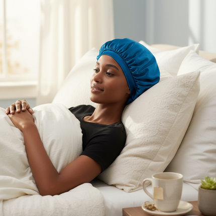 1pc Women's Solid Color Satin Wide-Brimmed Shower Cap, Suitable For Daily Use Silk Bonnet Satin Bonnet - gallery 2