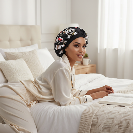 New Women's Extra Large Hair Cap For Sleeping African Printed Satin Cap Elastic Night Turban Artificial Silk Chemo Bonnet - gallery 2