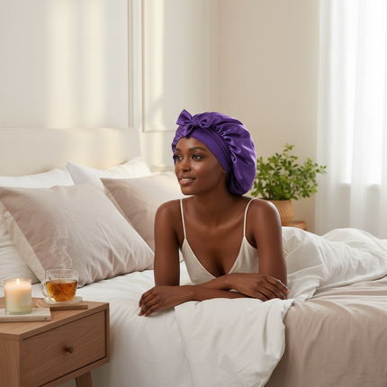 Satin Bonnet Silk Bonnet Adjustable Bonne For Sleeping Hair Bonnet With Tie Band Bonnets For Women Men - gallery 2