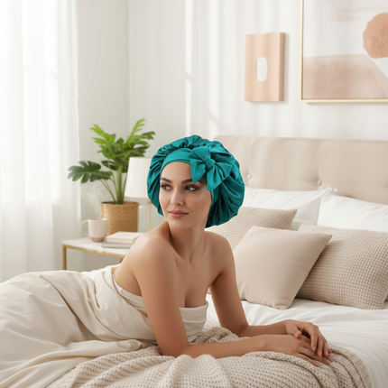 Women Satin Bonnet Solid Sleeping Hat Stretchy Tie Band Elastic Night Shower Cap Adjustable Hair Head Cover Bonnet for Women - gallery 2