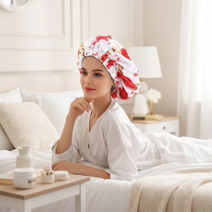 Extra Large Satin Lined Bonnet Women Big Size Beauty Print Satin Silk Bonnet Sleep Night Cap Head Cover Bonnet Hat Wholesale - gallery 2