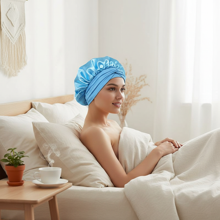 Satin Sleeping Cap Milk Silk Night Sleeping Bonnet Shredded Milk Caps Head Tie Band Bonnet Edge Wrap Protect Curly Braid Hair - gallery 2