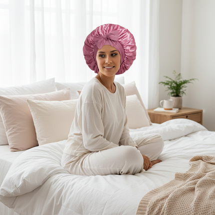 Satin Bonnet Silk Bonnet Adjustable Bonne For Sleeping Hair Bonnet With Tie Band Bonnets For Women Men - gallery 2