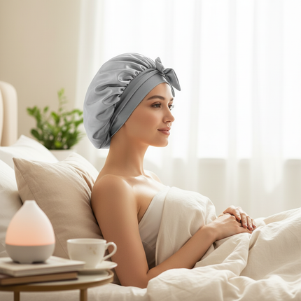 Satin Bonnet Silk Bonnet Adjustable Bonne For Sleeping Hair Bonnet With Tie Band Bonnets For Women Men - gallery 2