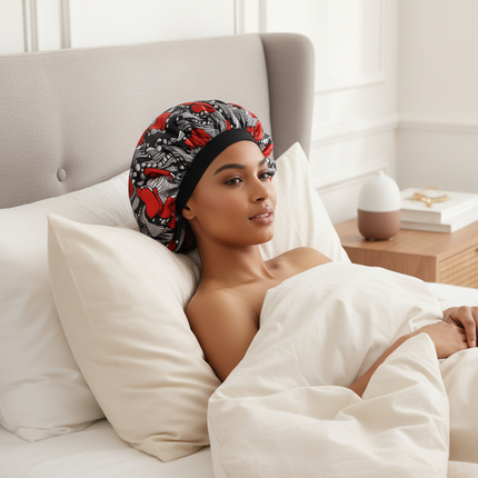 New Women's Extra Large Hair Cap For Sleeping African Printed Satin Cap Elastic Night Turban Artificial Silk Chemo Bonnet - gallery 2