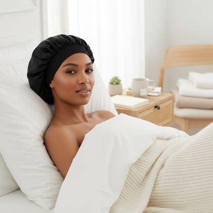 Women Satin Bonnet Hair Bonnet for Sleeping Hair Care Silk Bonnets Solid Wide-brimmed Sleeping Hat with Elastic Soft Band - gallery 2