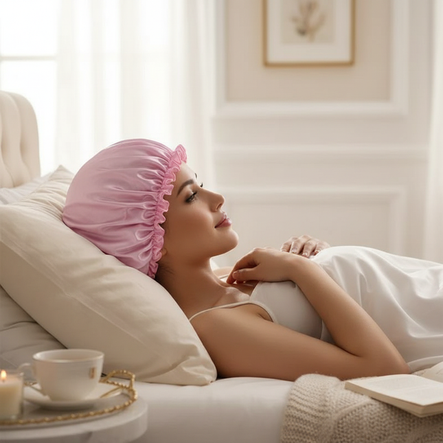 New Satin Hair Caps for Sleeping Women Bath Double Layer Headwear Cover Hat Curly Hair Styling Accessories Hair Cap for Sleeping - gallery 2