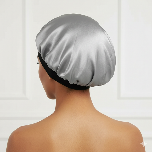 Bonnet En Satin Gris Élastique Nuit