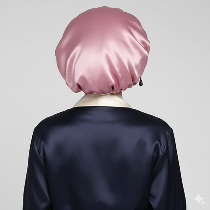 Bonnet En Satin Rose Ajustable Pour La Nuit