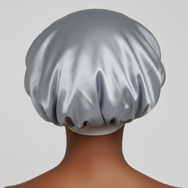 Bonnet En Satin Gris Large Pour Cheveux