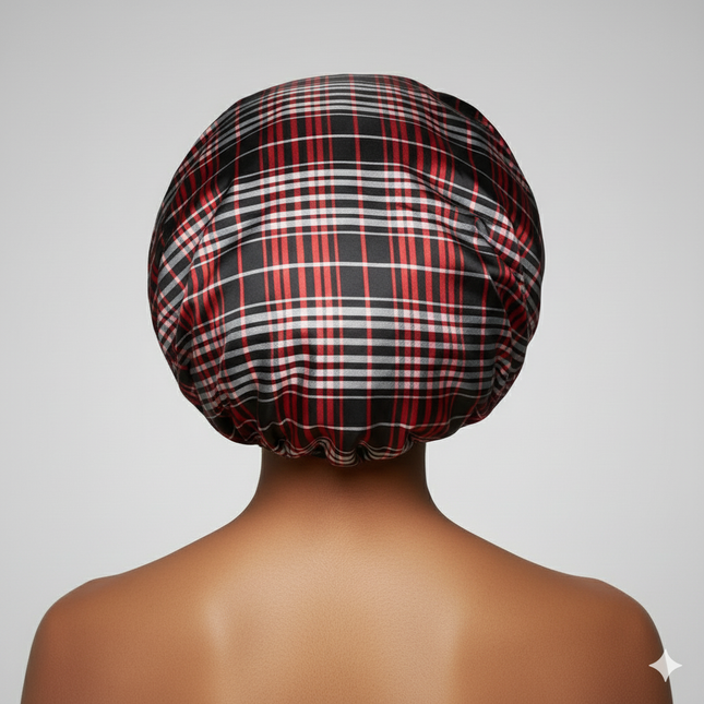 Bonnet En Satin À Carreaux Protection Cheveux