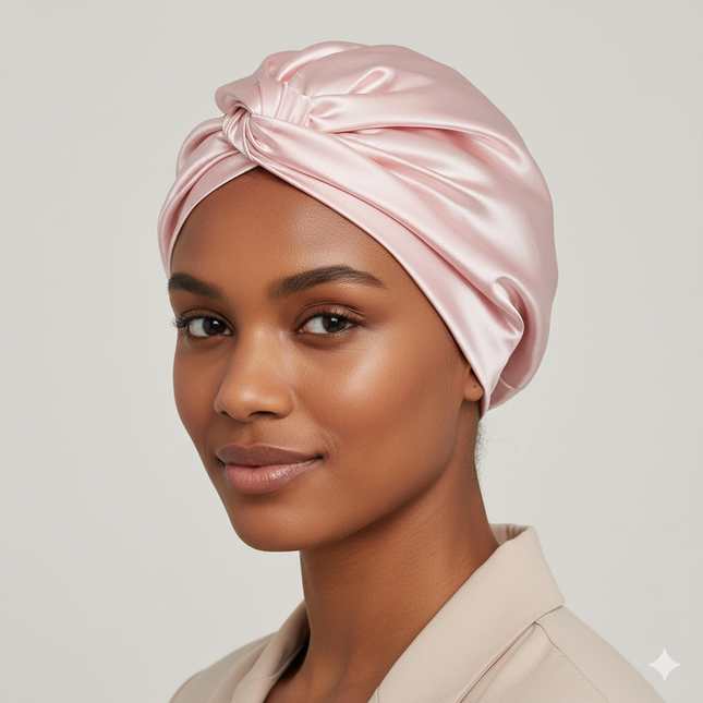 Bonnet En Satin Rose Noué Pour Femme