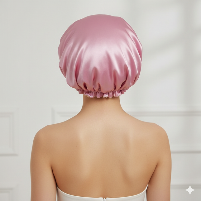 Bonnet En Satin Rose À Volants De Nuit
