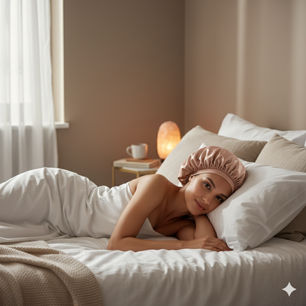 Bonnet En Satin Rose Bouclés Protection Nuit