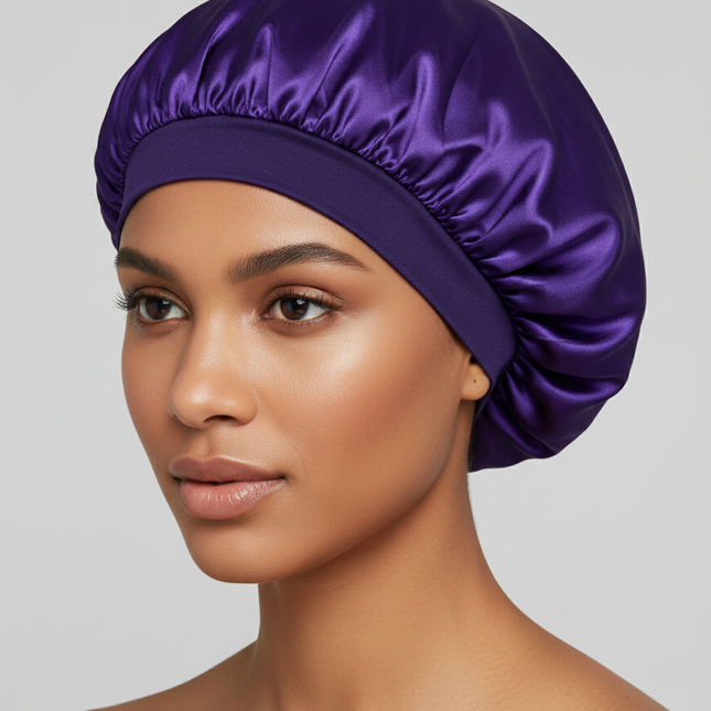 Bonnet En Satin Violet Uni Pour Femme
