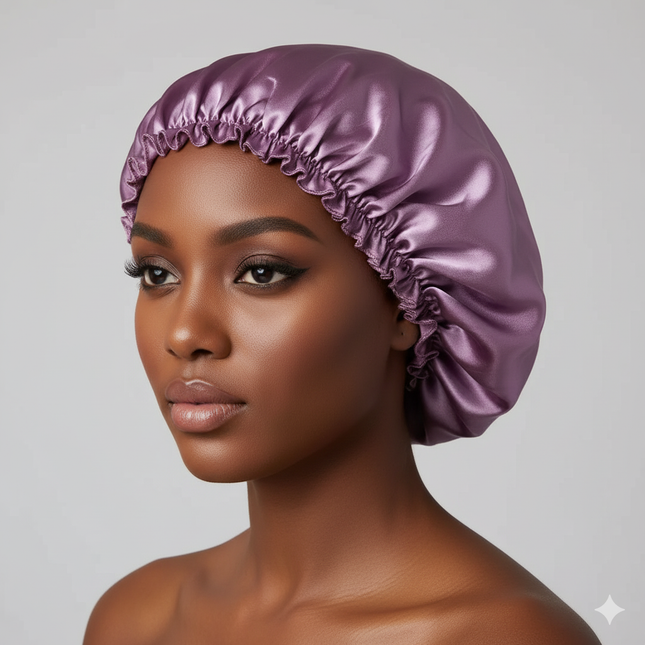 Bonnet En Satin Violet De Nuit