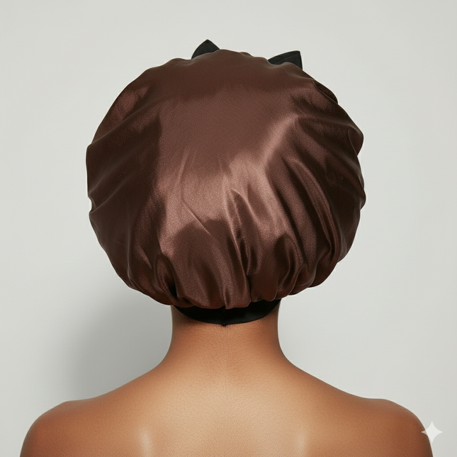 Bonnet En Satin Bicolore Avec Nœud Nuit