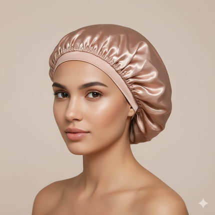 Bonnet En Satin Rose Bouclés Protection Nuit