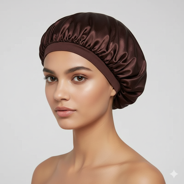 Bonnet En Satin Marron Pour La Nuit