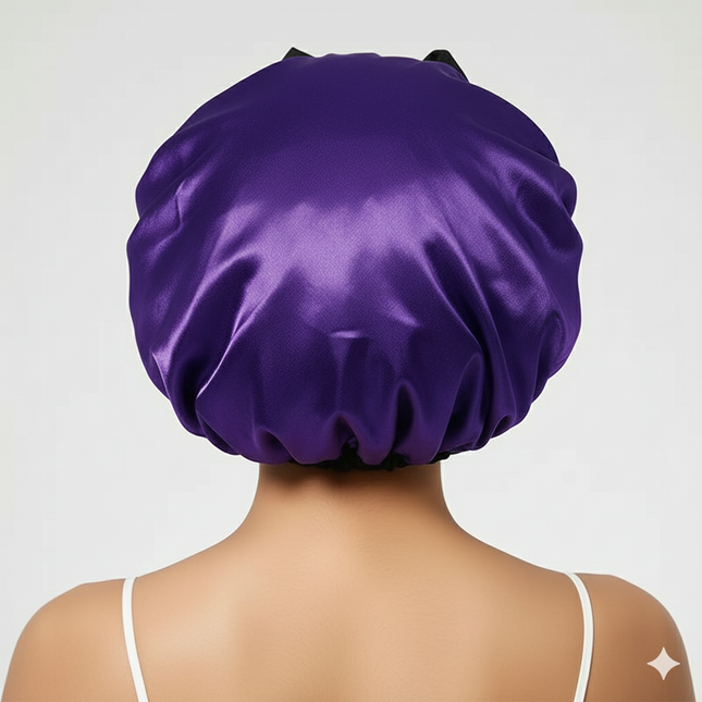 Bonnet En Satin Violet Avec Nœud Cheveux