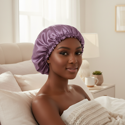 Bonnet En Satin Violet De Nuit
