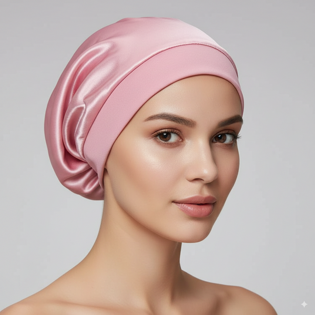 Bonnet En Satin Ample Rose Pour La Nuit