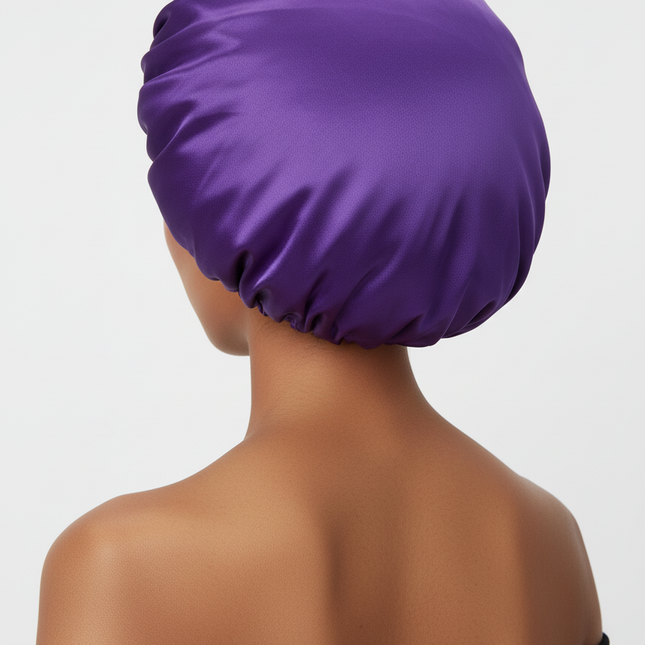 Bonnet En Satin Violet À Nœud Pour Cheveux