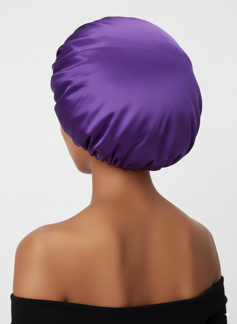Bonnet En Satin Violet À Nœud Pour Cheveux