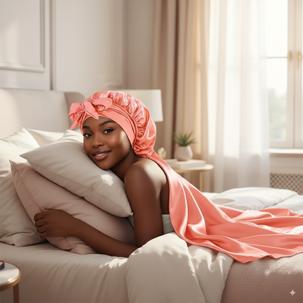 Bonnet En Satin Pêche Nœud Papillon Femme