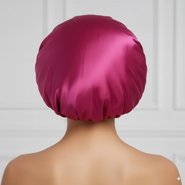 Bonnet En Satin Fuchsia Élastique Cheveux Nuit