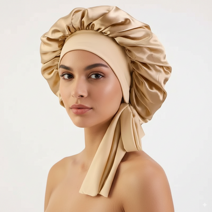 Bonnet En Satin Doré Réglable Pour Nuit