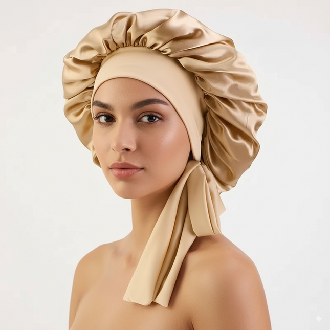Bonnet En Satin Doré Réglable Pour Nuit