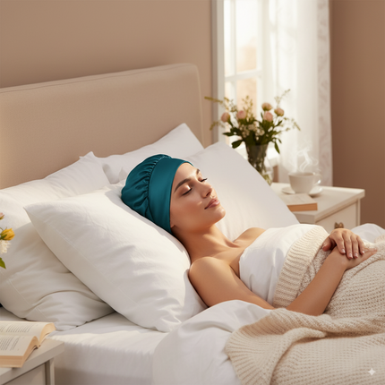 Bonnet En Satin Long Turquoise Pour Cheveux