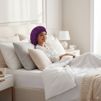 Bonnet En Satin Pourpre Réglable Nuit