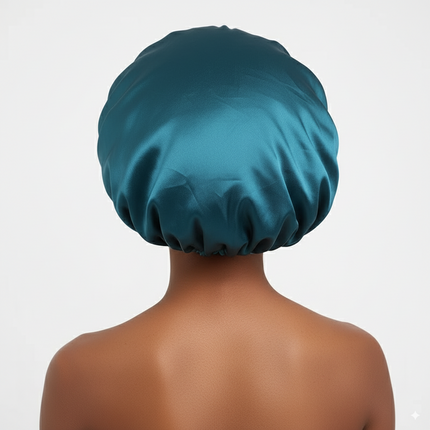 Bonnet En Satin Bleu Sarcelle Oversize Nuit