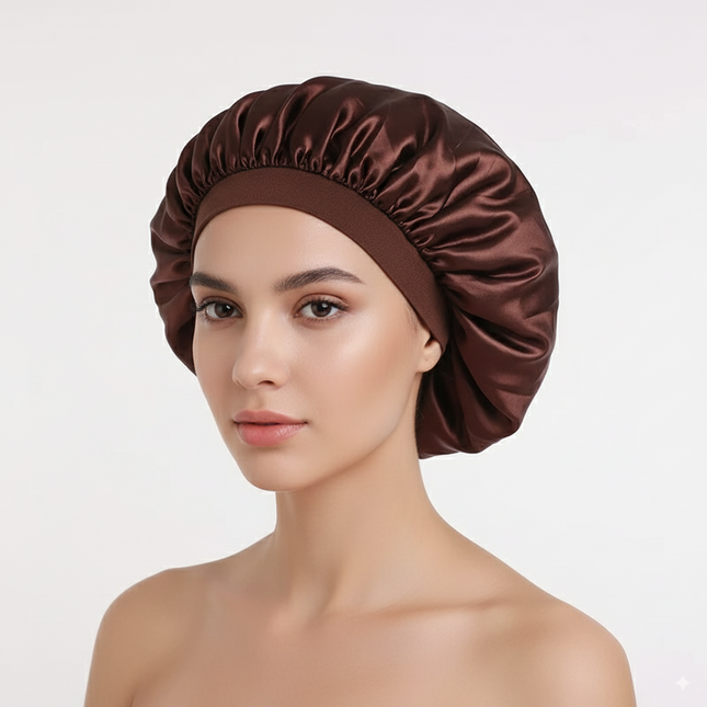Bonnet En Satin Marron Pour La Nuit