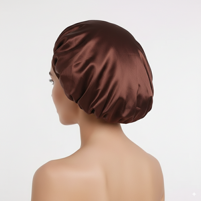 Bonnet En Satin Marron Pour La Nuit