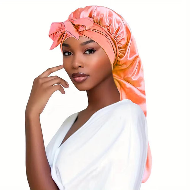 Bonnet En Satin Pêche Nœud Papillon Femme