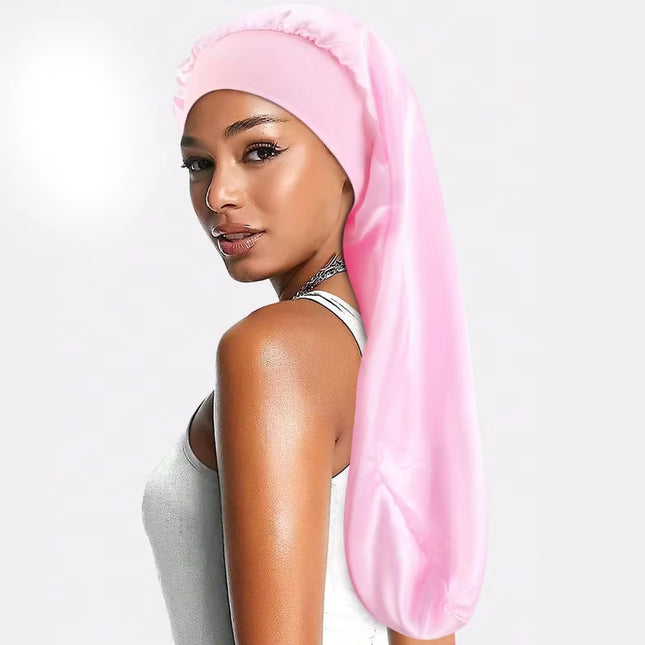 Bonnet En Satin Rose Long Protecteur Nuit