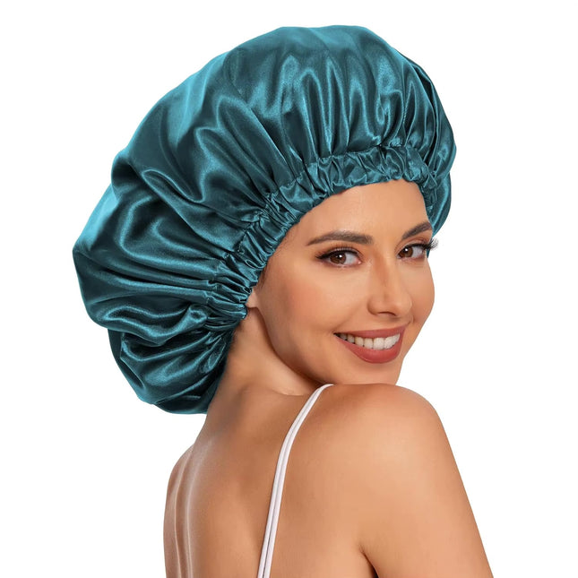 Bonnet En Satin Bleu Canard Nuit