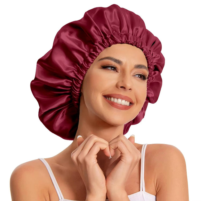 Bonnet En Satin Bordeaux Ample Pour La Nuit